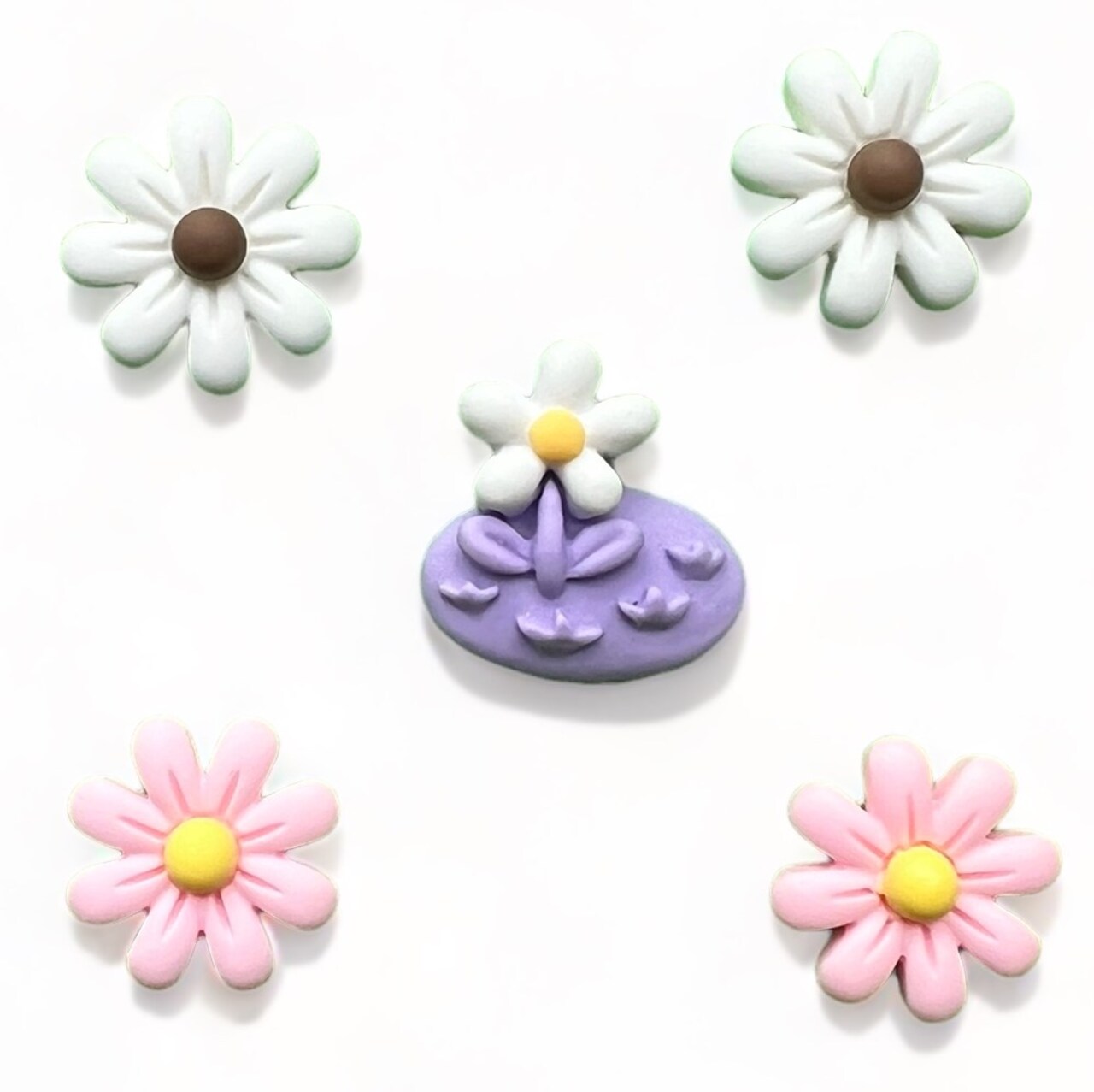 Buttons Galore Flatback Embellishments for Crafts - Daisy Field - 15 Pieces